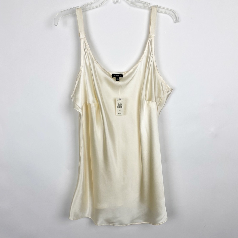 Talbots Silk Adjustable Strap Camisole Top Women 2X Ivory Cream NWT